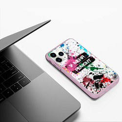Чехол iPhone 11 Pro матовый У меня ремонт - брызги красок, цвет: 3D-розовый — фото 2