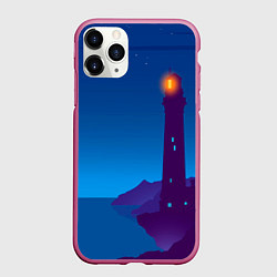 Чехол iPhone 11 Pro матовый Маяк в ночи, цвет: 3D-малиновый