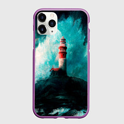Чехол iPhone 11 Pro матовый Бушующее море, цвет: 3D-фиолетовый