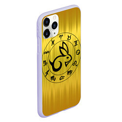 Чехол iPhone 11 Pro матовый Черный кролик и знаки зодиака, цвет: 3D-светло-сиреневый — фото 2