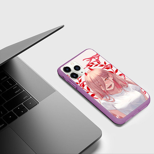 Чехол iPhone 11 Pro матовый Человек-бензопила - Power / 3D-Фиолетовый – фото 3