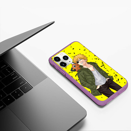 Чехол iPhone 11 Pro матовый Дэнджи и Почита / 3D-Фиолетовый – фото 3