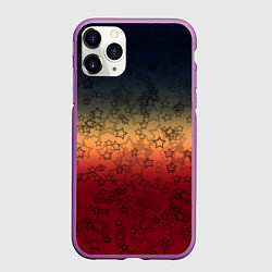 Чехол iPhone 11 Pro матовый Звезды на градиентном серо красном фоне, цвет: 3D-фиолетовый