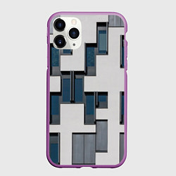 Чехол iPhone 11 Pro матовый Абстрактный лабиринт из окон и стен, цвет: 3D-фиолетовый