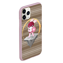 Чехол iPhone 11 Pro матовый Зайка супергерой, цвет: 3D-розовый — фото 2