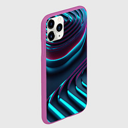 Чехол iPhone 11 Pro матовый Закругление неоновых линий, цвет: 3D-фиолетовый — фото 2
