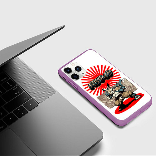 Чехол iPhone 11 Pro матовый Кролик уличный боец / 3D-Фиолетовый – фото 3