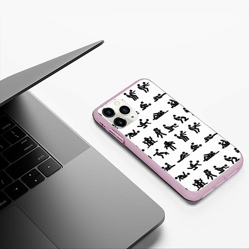 Чехол iPhone 11 Pro матовый Позы секса из камасутры / 3D-Розовый – фото 3