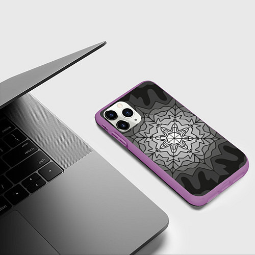 Чехол iPhone 11 Pro матовый Бабушкин ковер / 3D-Фиолетовый – фото 3