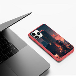 Чехол iPhone 11 Pro матовый Киото на закате, цвет: 3D-красный — фото 2