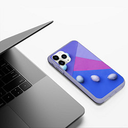Чехол iPhone 11 Pro матовый Линии, фигуры, геометрия и сливы, цвет: 3D-светло-сиреневый — фото 2