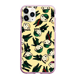Чехол iPhone 11 Pro матовый С солдатиками мультяшными, цвет: 3D-розовый