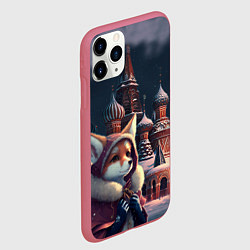 Чехол iPhone 11 Pro матовый Лиса на Красной площади, цвет: 3D-малиновый — фото 2