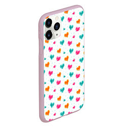 Чехол iPhone 11 Pro матовый Горячие сердца, цвет: 3D-розовый — фото 2