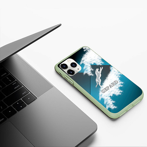 Чехол iPhone 11 Pro матовый Гепард снежный / 3D-Салатовый – фото 3