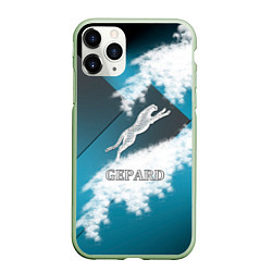 Чехол iPhone 11 Pro матовый Гепард снежный, цвет: 3D-салатовый