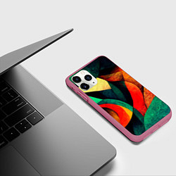 Чехол iPhone 11 Pro матовый Текстурированная цветная абстракция, цвет: 3D-малиновый — фото 2