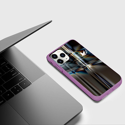 Чехол iPhone 11 Pro матовый Корона и месяц / 3D-Фиолетовый – фото 3