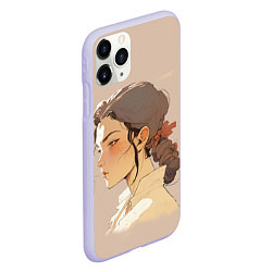 Чехол iPhone 11 Pro матовый Аниме девушка в профиль, цвет: 3D-светло-сиреневый — фото 2