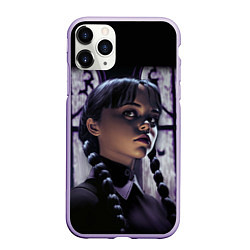 Чехол iPhone 11 Pro матовый Уэнсдэй, дочь Гомеса и Мортиши Аддамс, цвет: 3D-светло-сиреневый