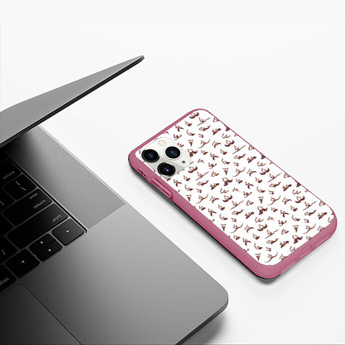 Чехол iPhone 11 Pro матовый Усы и носы / 3D-Малиновый – фото 3