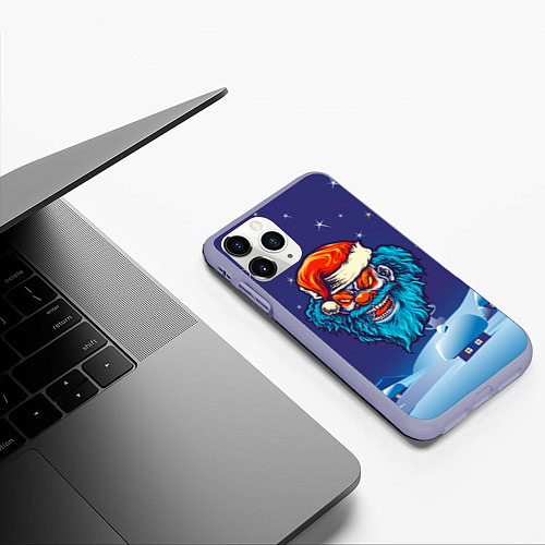 Чехол iPhone 11 Pro матовый Злой Санта синяя борода / 3D-Светло-сиреневый – фото 3