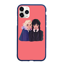 Чехол iPhone 11 Pro матовый Энид и Уэнсдей арт, цвет: 3D-тёмно-синий