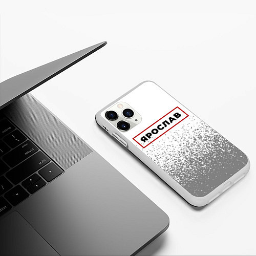 Чехол iPhone 11 Pro матовый Ярослав - в красной рамке на светлом / 3D-Белый – фото 3