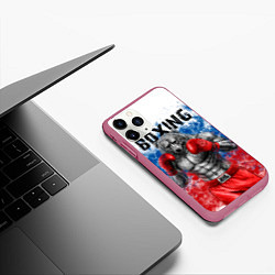 Чехол iPhone 11 Pro матовый Бокс - Россия, цвет: 3D-малиновый — фото 2