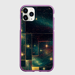 Чехол iPhone 11 Pro матовый Абстракция паркета и звезд, цвет: 3D-фиолетовый