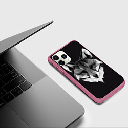 Чехол iPhone 11 Pro матовый Lowpoly fox, цвет: 3D-малиновый — фото 2