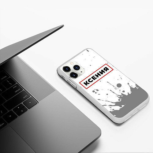Чехол iPhone 11 Pro матовый Ксения - в красной рамке на светлом / 3D-Белый – фото 3