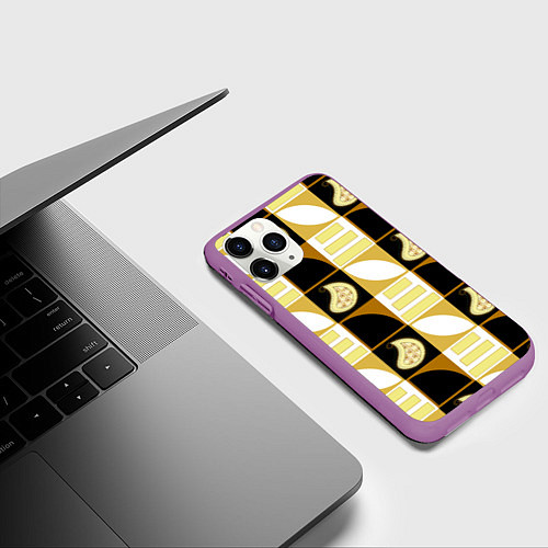 Чехол iPhone 11 Pro матовый Орнамент фигуры / 3D-Фиолетовый – фото 3