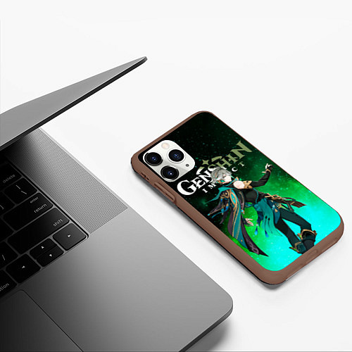 Чехол iPhone 11 Pro матовый Аль Хайтам Геншин Импакт / 3D-Коричневый – фото 3