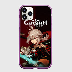 Чехол iPhone 11 Pro матовый Genshin Impact Каэдэхара Кадзуха, цвет: 3D-фиолетовый