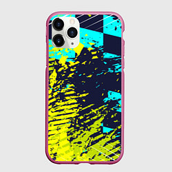 Чехол iPhone 11 Pro матовый Гоночный флаг и зеленая краска, цвет: 3D-малиновый