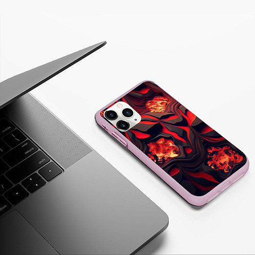 Чехол iPhone 11 Pro матовый Застывающая лава / 3D-Розовый – фото 3