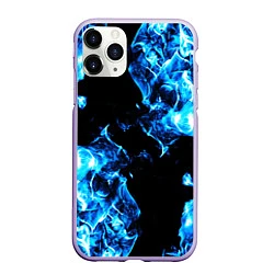 Чехол iPhone 11 Pro матовый Красивый синий огонь, цвет: 3D-светло-сиреневый