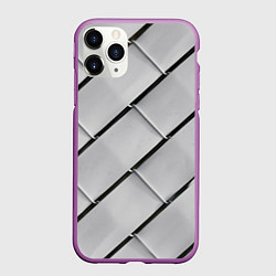 Чехол iPhone 11 Pro матовый Серый блоковый металлический паттерн, цвет: 3D-фиолетовый