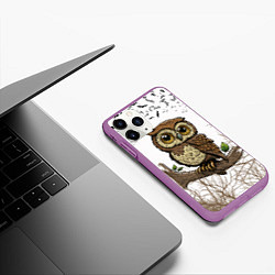 Чехол iPhone 11 Pro матовый Милая совушка, цвет: 3D-фиолетовый — фото 2