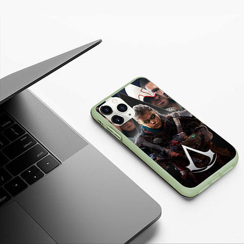 Чехол iPhone 11 Pro матовый Assassins Creed Eivor / 3D-Салатовый – фото 3