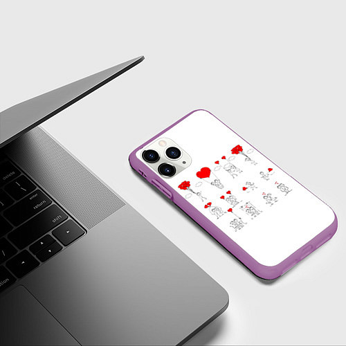 Чехол iPhone 11 Pro матовый Valentain Day / 3D-Фиолетовый – фото 3