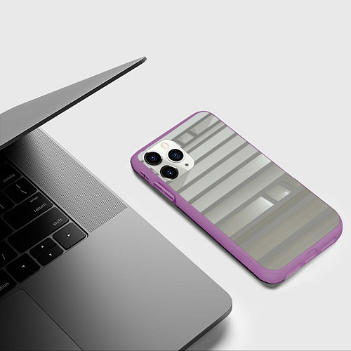 Чехол iPhone 11 Pro матовый Серый паттерн из различных блоков / 3D-Фиолетовый – фото 3