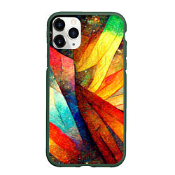 Чехол iPhone 11 Pro матовый Радужная абстракция со звездами, цвет: 3D-темно-зеленый
