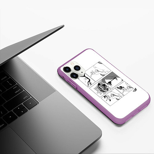 Чехол iPhone 11 Pro матовый The man who fell the earth - Дэвид Боуи / 3D-Фиолетовый – фото 3