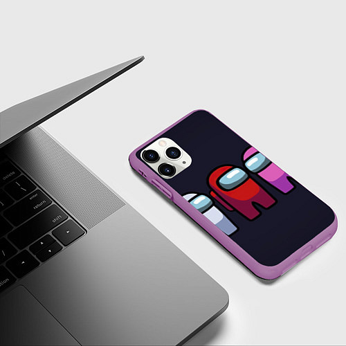Чехол iPhone 11 Pro матовый Красный среди предателей / 3D-Фиолетовый – фото 3
