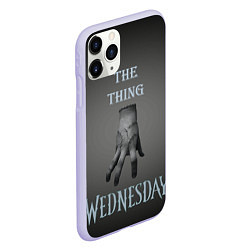 Чехол iPhone 11 Pro матовый Вещь Уэнсдей Аддамс, градиент, цвет: 3D-светло-сиреневый — фото 2