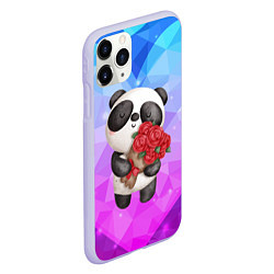 Чехол iPhone 11 Pro матовый Панда с букетом цветов, цвет: 3D-светло-сиреневый — фото 2