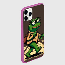 Чехол iPhone 11 Pro матовый Лягушонок Пепе идёт по делам, цвет: 3D-фиолетовый — фото 2