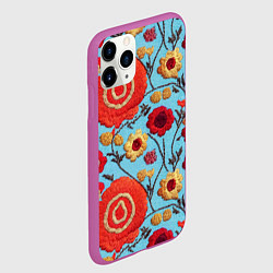 Чехол iPhone 11 Pro матовый Эффект вышивки маки, цвет: 3D-фиолетовый — фото 2